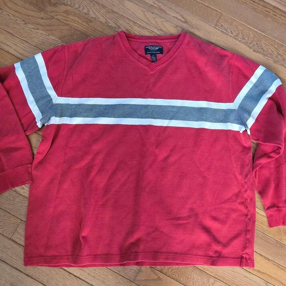 American eagle red cotton long sleeve shirt XL y2k 2000s vintage